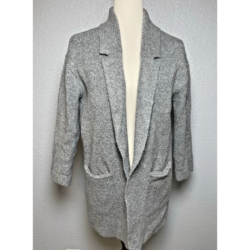 Anthropologie Moth womens gray pocket long sleeve collared cardigan sz S cottage